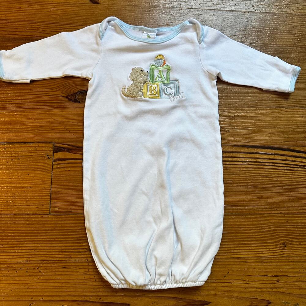 Starting Out white dog blocks‎ embroidered sleep dress SIZE 0-6M